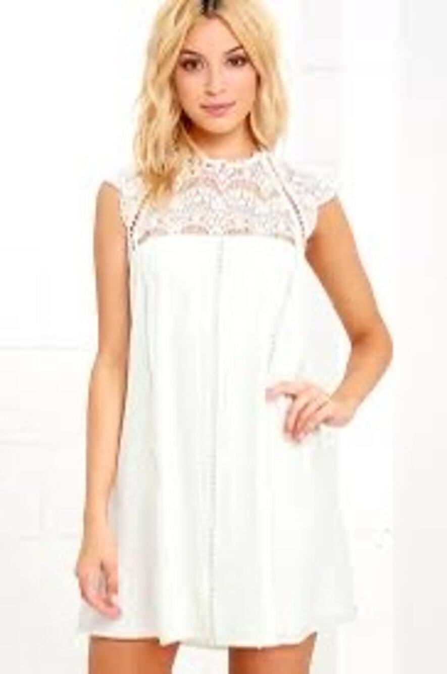 Lulus White Lace Trim Shift Dress Size XS
